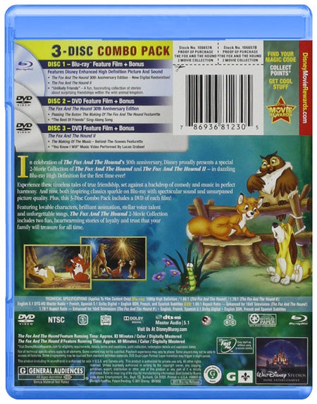 Disney's The Fox and the Hound + The Fox and the Hound 2 - 30th Anniversary Edition [Blu-Ray + DVD 2-Movie Collection] DVDs & Blu-Rays Disney   