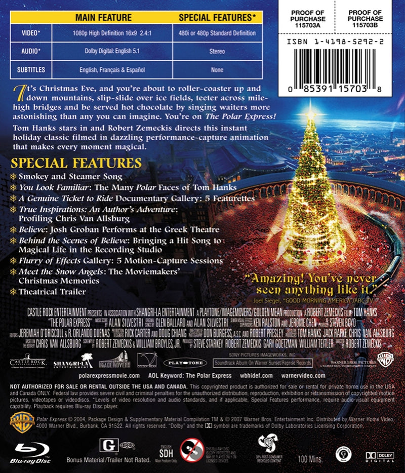 The Polar Express [Blu-ray] DVDs & Blu-Rays Warner Brothers   