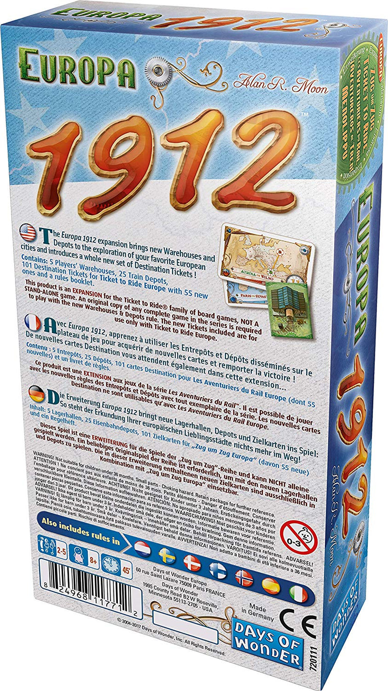 Ticket to Ride: Europa 1912 Expansion [Board Game, 2-5 Players] Board Game Days of Wonder   