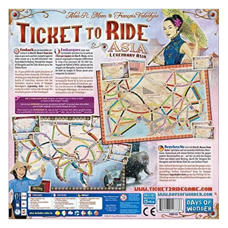 Ticket to Ride: Asia [Board Game, 2-6 Players] Board Game Days of Wonder   