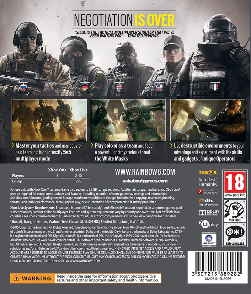 Tom Clancy's Rainbow Six Siege [Xbox One] Xbox One Video Game Ubisoft   