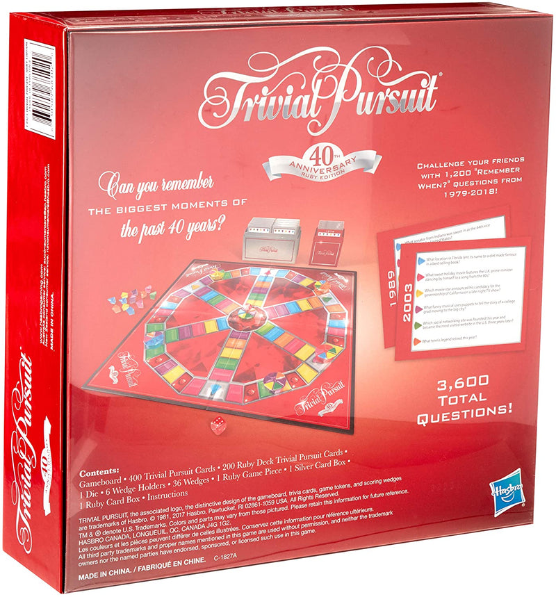 Trivial Pursuit 40th Anniversary Ruby Edition [Board Game, 2-6 Players] Board Game Hasbro   