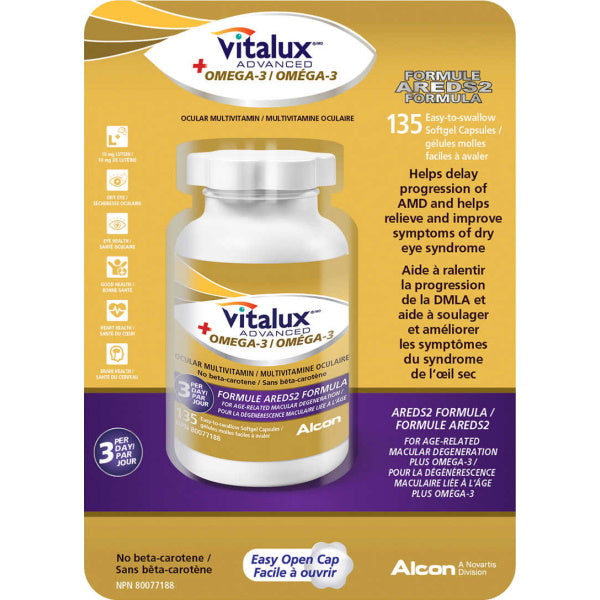 Vitalux Advanced + Omega-3 Ocular Multivitamin - 135 Softgel Capsules [Healthcare] Healthcare Alcon   