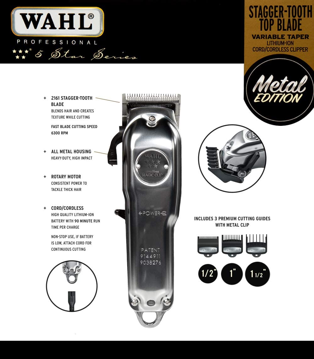 Wahl Professional 5-Star Cordless Magic Clip Metal Edition - #8509 [Pe –  Shopville