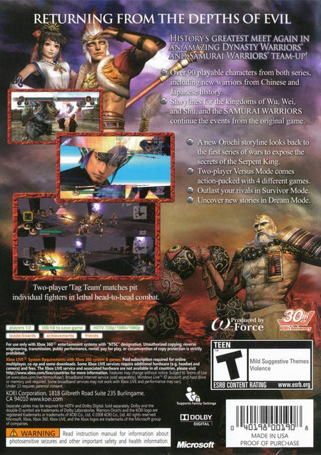 Warriors Orochi 2 [Xbox 360] Xbox 360 Video Game Koei Tecmo   