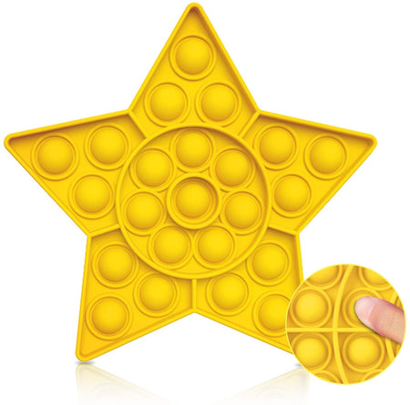 Yellow Star Push Pop Bubble Fidget Toy [Sensory Kids Adults Anxiety Stress Relief] Toys & Games Everest   