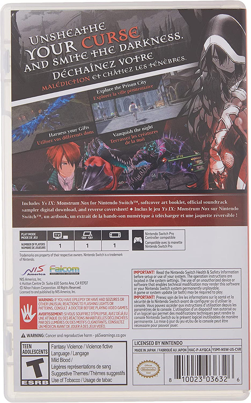 Ys IX: Monstrum Nox - Pact Edition [Nintendo Switch] Nintendo Switch Video Game NIS America   